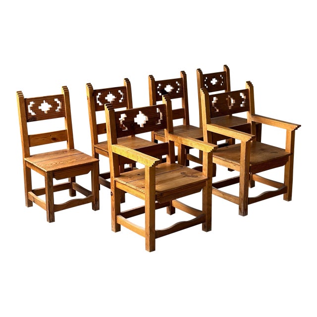 Spanish Carved Dining Chairs, Set of 6 For Sale
