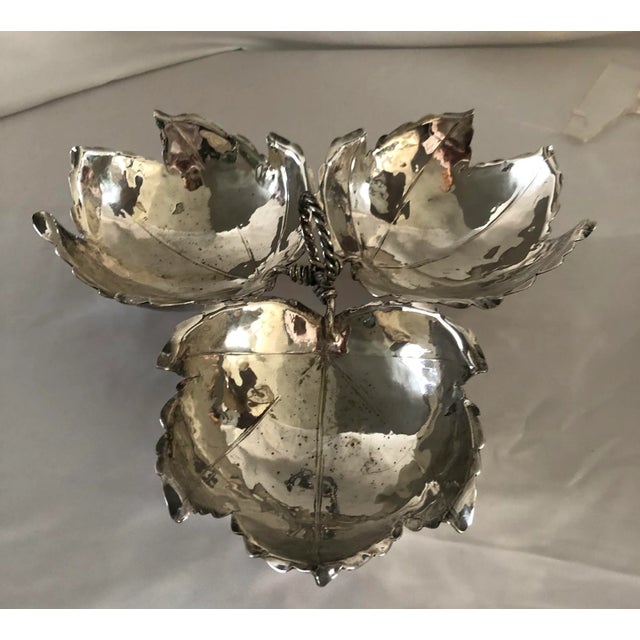 Mid-Century Modern Alfredo Sciarotta Footed Three Leaf Handled Dish For Sale - Image 3 of 7