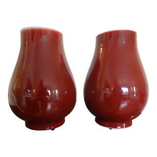 Vintage Oxblood Vases a Pair For Sale