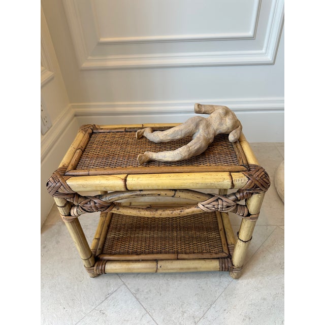 Vintage French Rattan and Cane Small Table For Sale - Image 12 of 16