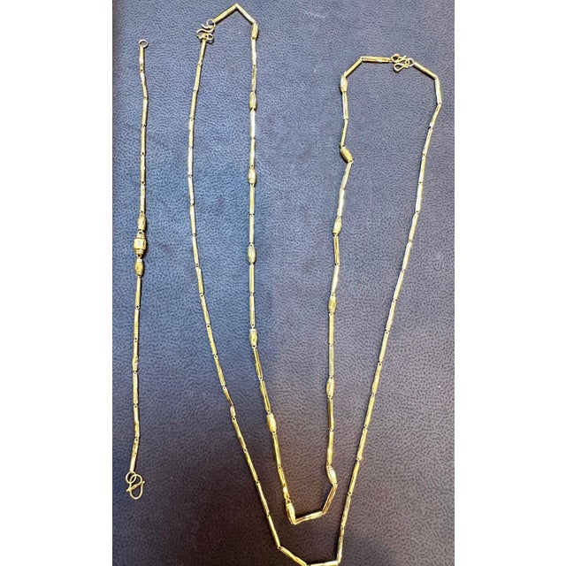 2020s 6.6 Gm Pure 22 Karat Yellow Gold Handmade Chain + Bracelet , 37 " Long For Sale - Image 5 of 8