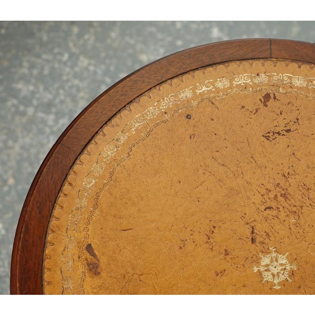Brown Vintage Side Table with Leather Top For Sale - Image 8 of 12