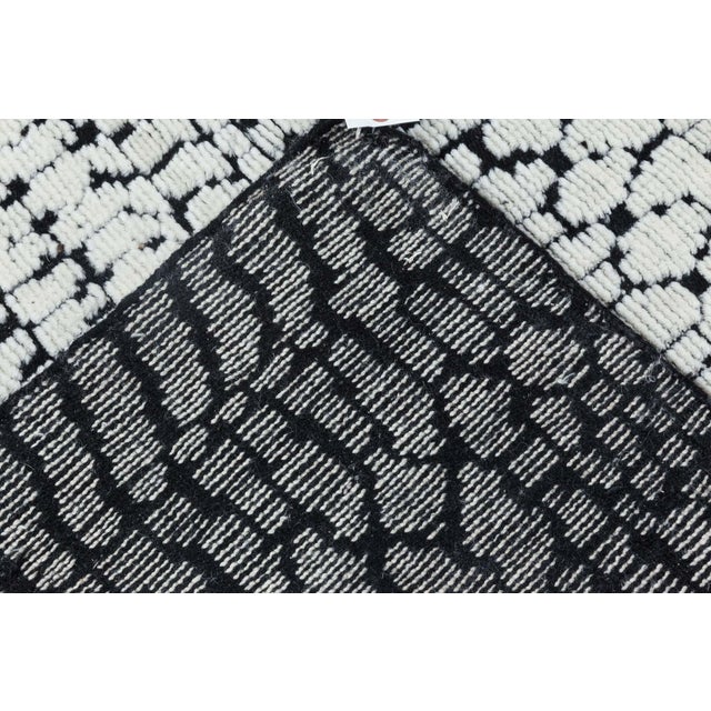 Textile Contemporary 'Society' Black and White Handmade Wool Rug by Doris Leslie Blau For Sale - Image 7 of 7