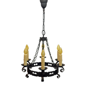 Vintage 1930's Six Light Iron Hanging Fixture