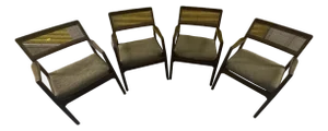 Set of 4 Mid-Century Modern Cane-Back Armchairs — Walnut, 1960s Office / Lounge Seating
