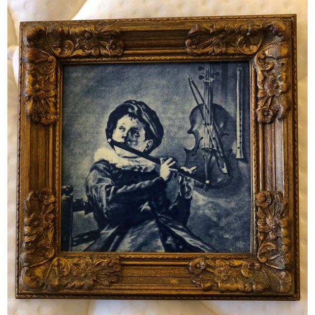 Framed Holland Hand Painted Delft Tile in Beautiful Wood Frame.Ready To Hang.