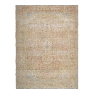 1970s Vintage Persian Handknotted Wool Orange Oversize Area Rug For Sale