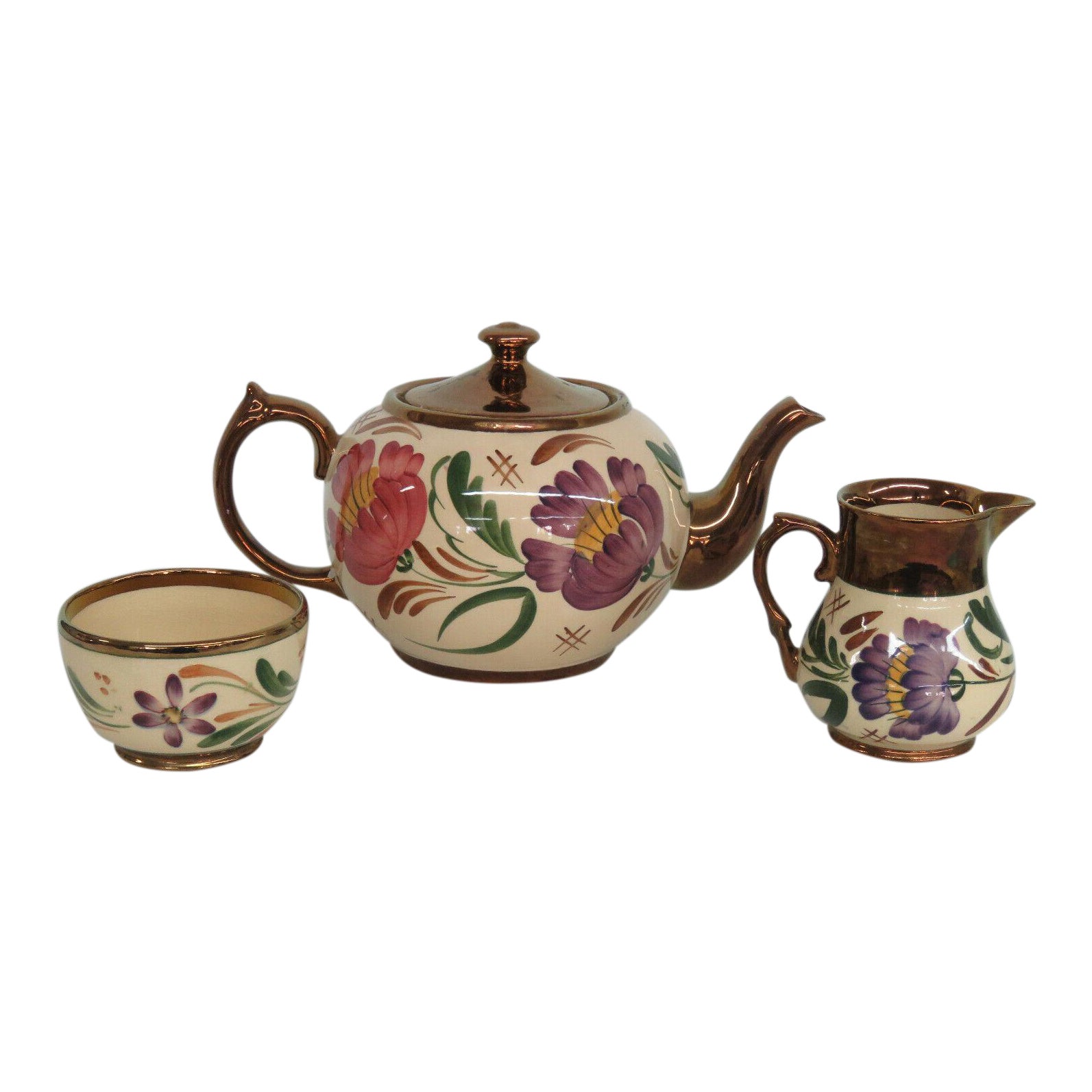 Vintage Wade England Harvest Ware Set of Teapot Creamer and Heath Sugar