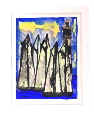 André Valezy - Lighthouse - Gouache - 1955