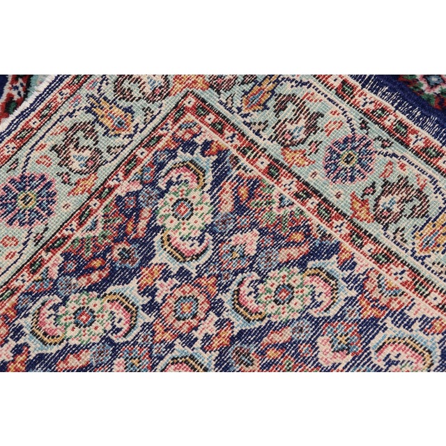 Vintage Turkish Sparta Oushak Rug in Deep Blue, Red, and Green 3'0 X 5'0 For Sale - Image 11 of 11