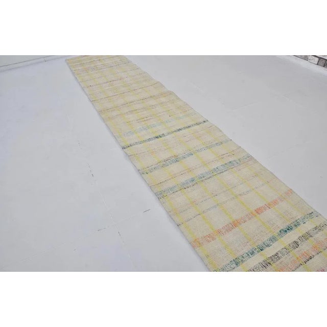 Vintage Neutral White Runner Rug, 1960s For Sale - Image 10 of 11