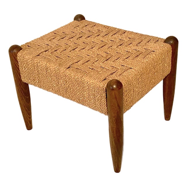 Mid-Century Modern Danish Cord Foot Stool For Sale