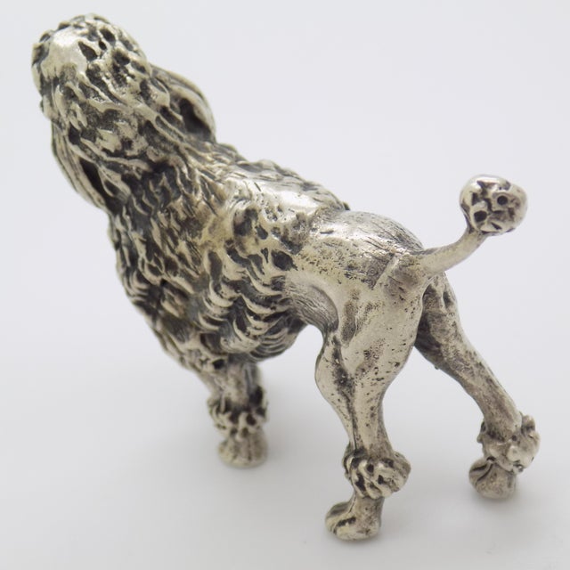 Metal Vintage Italian Handmade Genuine Silver Poodle Dog Large Detailed Solid Figurine For Sale - Image 7 of 11