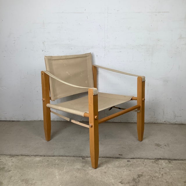 Late 20th Century Vintage Sling Style Safari Campaign Lounge Chair For Sale - Image 5 of 12