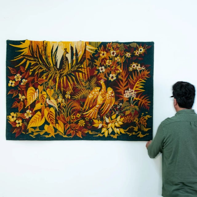 Wool Tapestry by Hervé Lelong, 1970s, in Flawless conditions. Designed 1970 to 1979 This piece has an attribution mark, I...