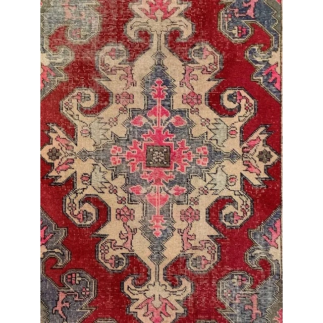 1970s Medium Vintage Turkish Distressed Ushak Rug For Sale - Image 5 of 13