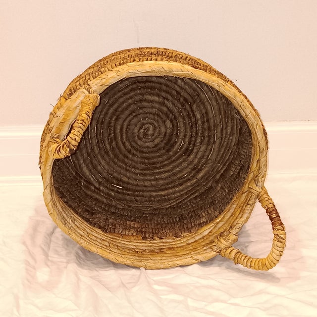 Large French Country Handwoven Rush Firewood Holder/Fireplace Basket For Sale - Image 4 of 10