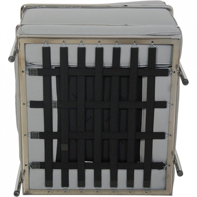 Vintage LC2 Chair in Grey-Blue Fabric by Le Corbusier, 2010s For Sale - Image 9 of 12