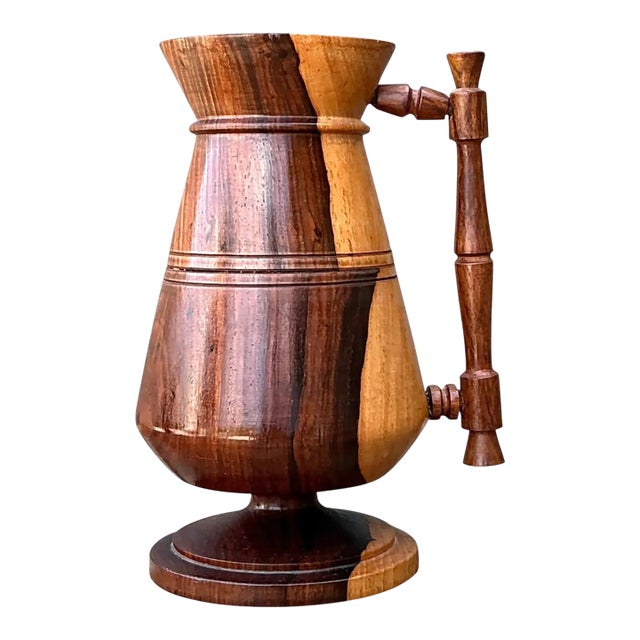 Vintage Turned Wood Pitcher For Sale