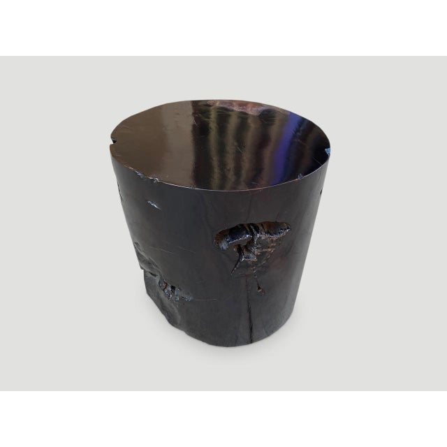 2010s Andrianna Shamaris Organic Cracked Resin and Teak Wood Side Table For Sale - Image 5 of 18