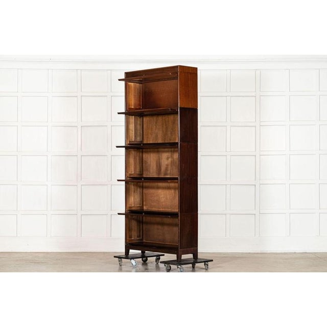 Brown Large Antique Glazed Sectional Bookcase in Mahogany, 1900 For Sale - Image 8 of 17