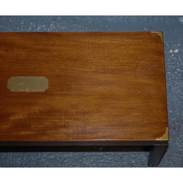 Vintage Reh Kennedy Military Campaign Coffee Table with Brass Fittings from Harrods For Sale - Image 5 of 12