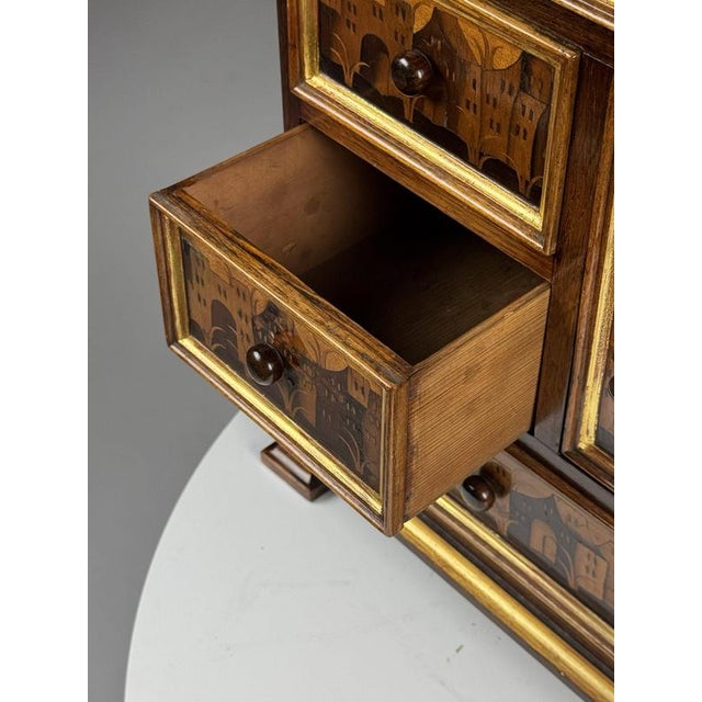 Small Art Cabinet with Achitectural Marquetry, 1700s For Sale - Image 16 of 18