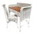 1940s Shabby Chic White Wicker Mahogany Top Writing Secretary Desk W/ Chair For Sale