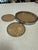 Elegant Italian modern serving set composed of one circular tray and three matching coasters, produced in Italy circa...