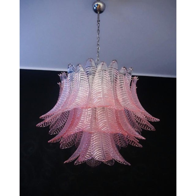 Italian Murano Glass Three-Tier Pink Felci Chandelier, 1990s For Sale - Image 17 of 17