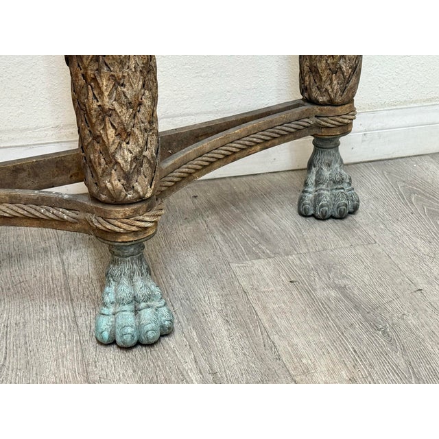 Metal Vintage Marble Top Console Table For Sale - Image 7 of 11
