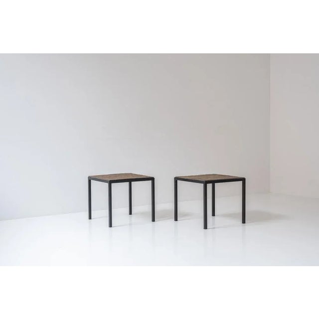 Identical Square Slate Stone Coffee Tables, 1950s, Set of 2 For Sale - Image 12 of 12