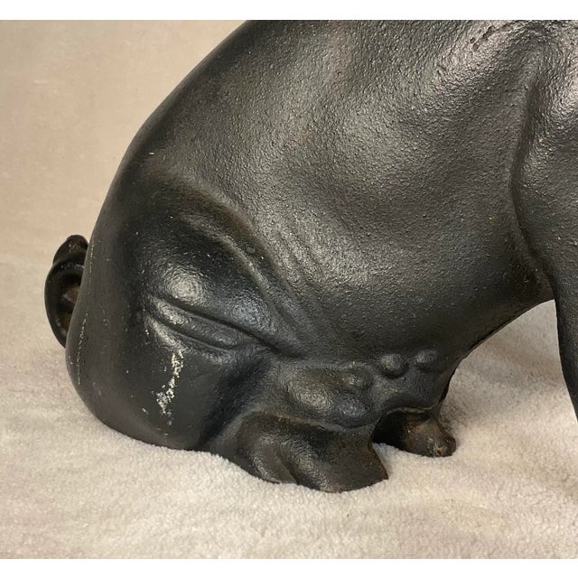 Metal Large Vintage Antique 19th Century Black Cast Iron Piggy Bank Money Box Animal Sculpture- 1800s For Sale - Image 7 of 12