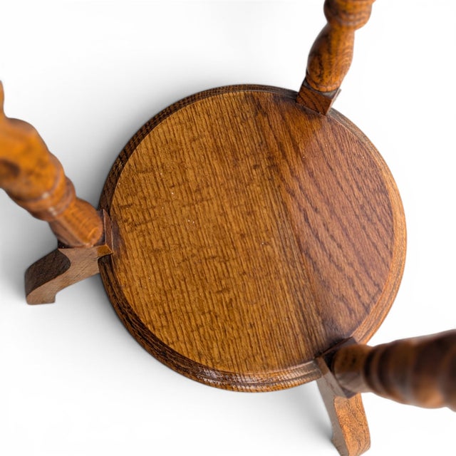 Late 20th Century Vintage Solid Oak Barley-Twist Plant Stand For Sale - Image 5 of 16