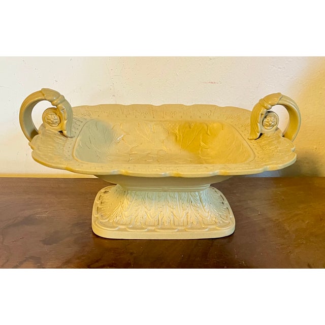 Antique 19th Century English Drabware Footed Tazza Compote With Relief Molded Oak Leaves and Grape Vine Border For Sale - Image 13 of 13