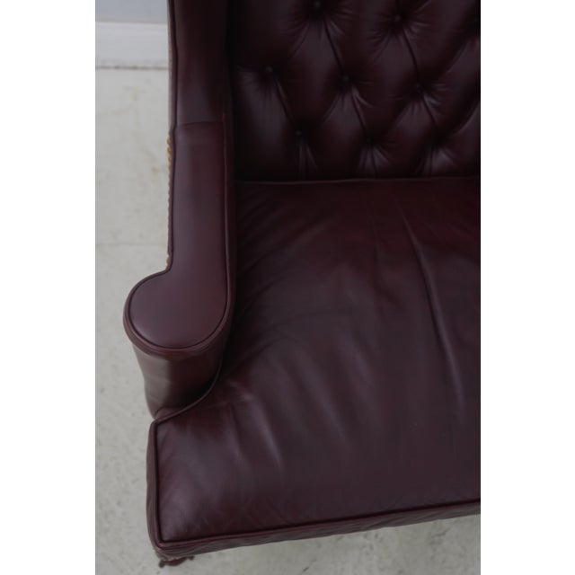 Animal Skin Pair of Hancock & Moore Tufted Leather Wing Library Chairs For Sale - Image 7 of 18