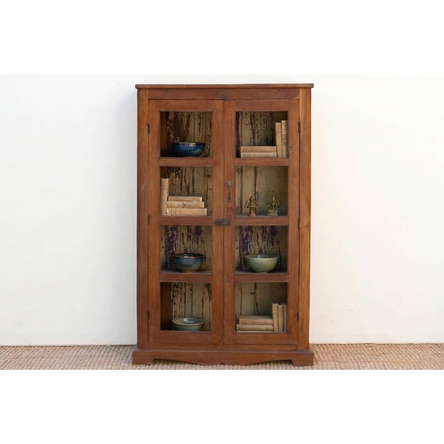 Indian Vintage Colonial Scholar's Vitrine Teak Bookcase For Sale - Image 3 of 7