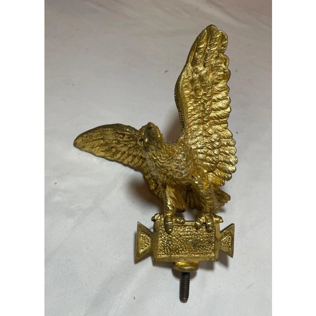 Up for sale is a rare antique gold gilded open winged eagle flag finial. It's cast out of a solid gold gilded brass or...