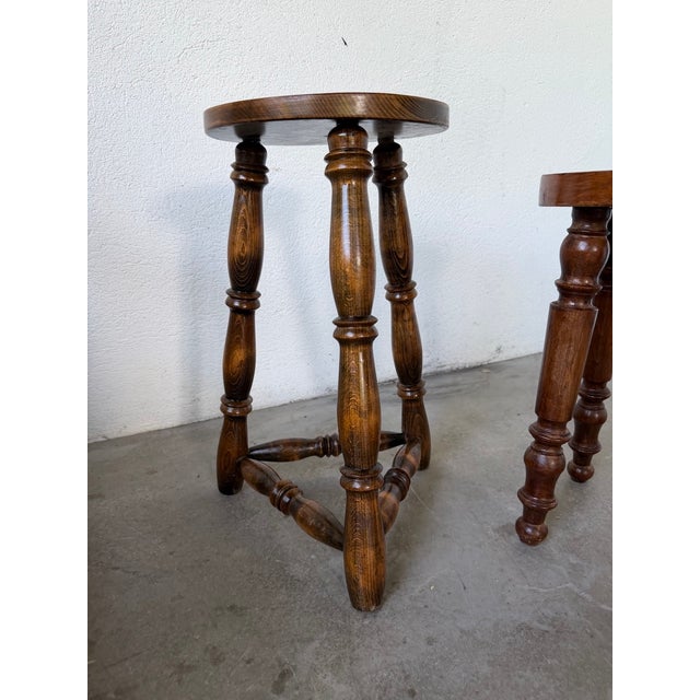 Antique Stools with Turned Legs, 1960s, Set of 2 For Sale - Image 13 of 18