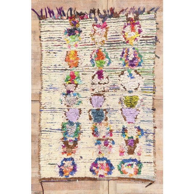 Vintage Azilal Boucherouite Moroccan Rug, 04'10 X 06'10 For Sale - Image 10 of 10