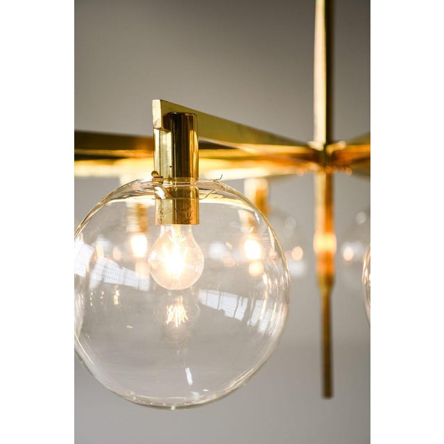 Large Ceiling Lamp in Brass and Clear Glass attributed to Hans-Agne Jakobsson, 1950s For Sale - Image 11 of 14