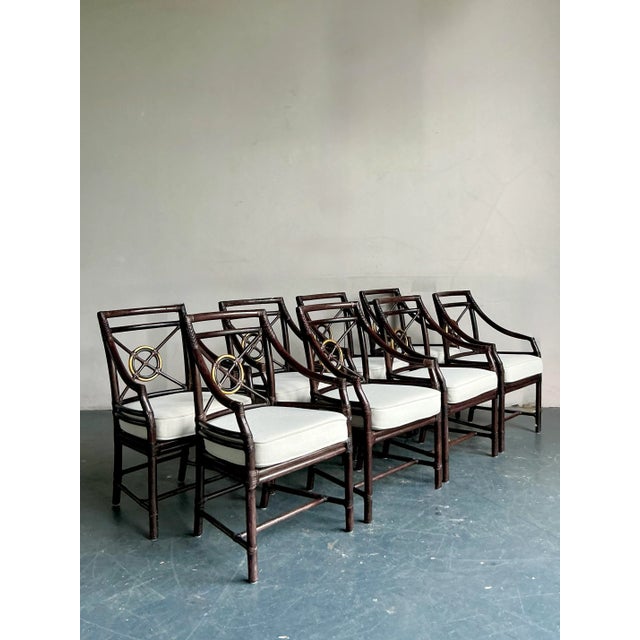 McGuire Vintage Coastal McGuire Target Back Rattan Dining Chairs - Set of 8 For Sale - Image 4 of 10