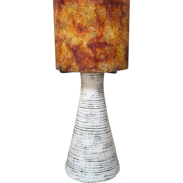 Mid-Century Modern 70s Mid Century Modern Accolay Pottery Lamp W Orange Resin Shade For Sale - Image 3 of 3