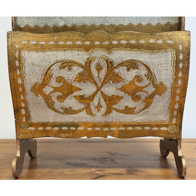 Vintage Italian Florentine Style Magazine Rack For Sale - Image 10 of 12