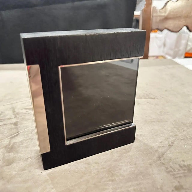 1980s 1980s Modern Sterling Silver and Ebonized Wood Picture Frame by Silvan For Sale - Image 5 of 11