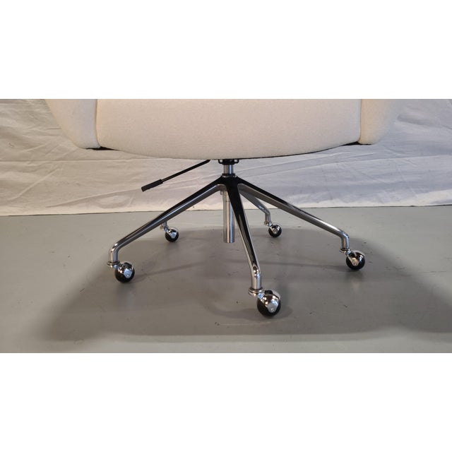 Contemporary Ivory Upholstered Office Chair For Sale - Image 4 of 4