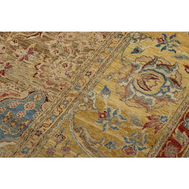 Rug & Kilim’s Agra Style Oriental Rug in Brown and Gold With Floral Patterns For Sale In New York - Image 6 of 9