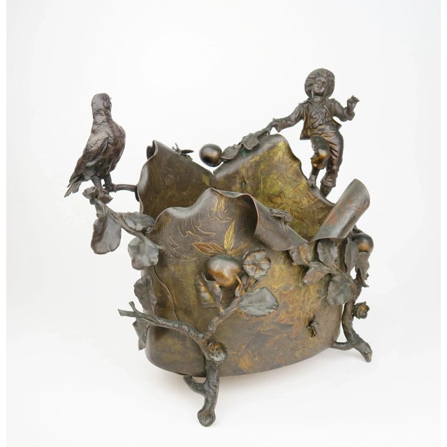 A Gilt & Patinated Bronze Figural Jardiniere, Austria, 19th Century For Sale - Image 4 of 12