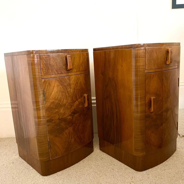 Brown Art Deco Walnut Bedside Tables, Set of 2 For Sale - Image 8 of 15