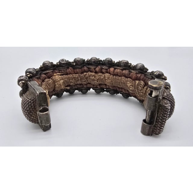 Antique Silver Rajasthan Beaded Ball Cuff Bracelet For Sale - Image 10 of 12